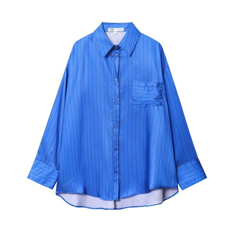 Kaslead New Women clothes Western Style Loose Stripe Shirts Casual Trousers 7563253 7563252