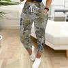 Summer Ladies Multi Category Printing Printed Sweatpants Loose Fit Drawstring Joggers Elastic Cuff Daily Casual Pants