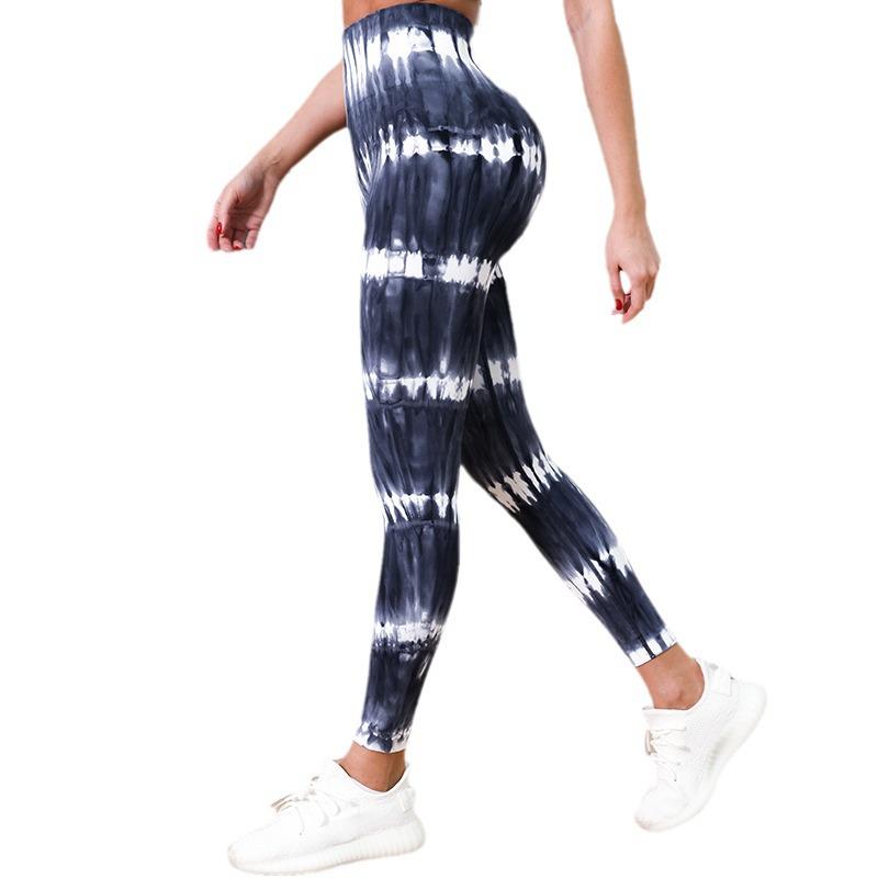 2025 Tie-Dye High Waist Women's Fitness Leggings - Nine-Point Peach Boost Yoga Pants