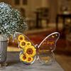 2D Flat Elegant Sunflower & Butterfly Acrylic Inspirational Decorative Plaque, Positive Affirmations - Clear Gift Box Design, Suitable for wall decora
