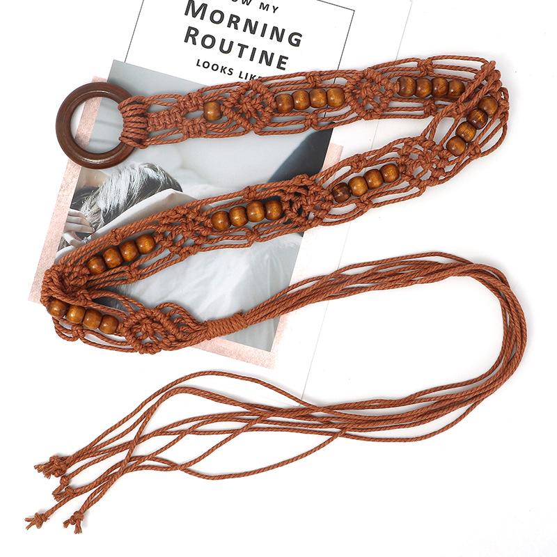 Bohemian Woven Hemp Rope Belt for Women Summer Casual Decorative Thin Waist Belt Multiple Color Options