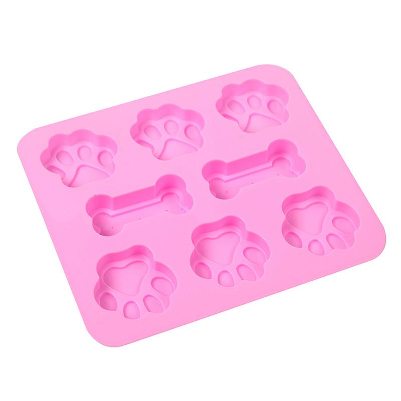 1Pc Dog Footprint Silicone Mold Bone Cookie Cutter Diy 3D Fondant Cat Paw Silicone Bakeware Molds Baking Accessories