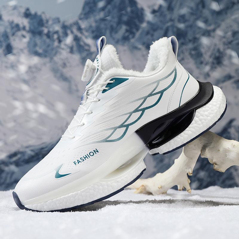 New rotating buckle men's shoes women's shoes couple trendy shoes are really explosive leather surface selection button running shoes casual