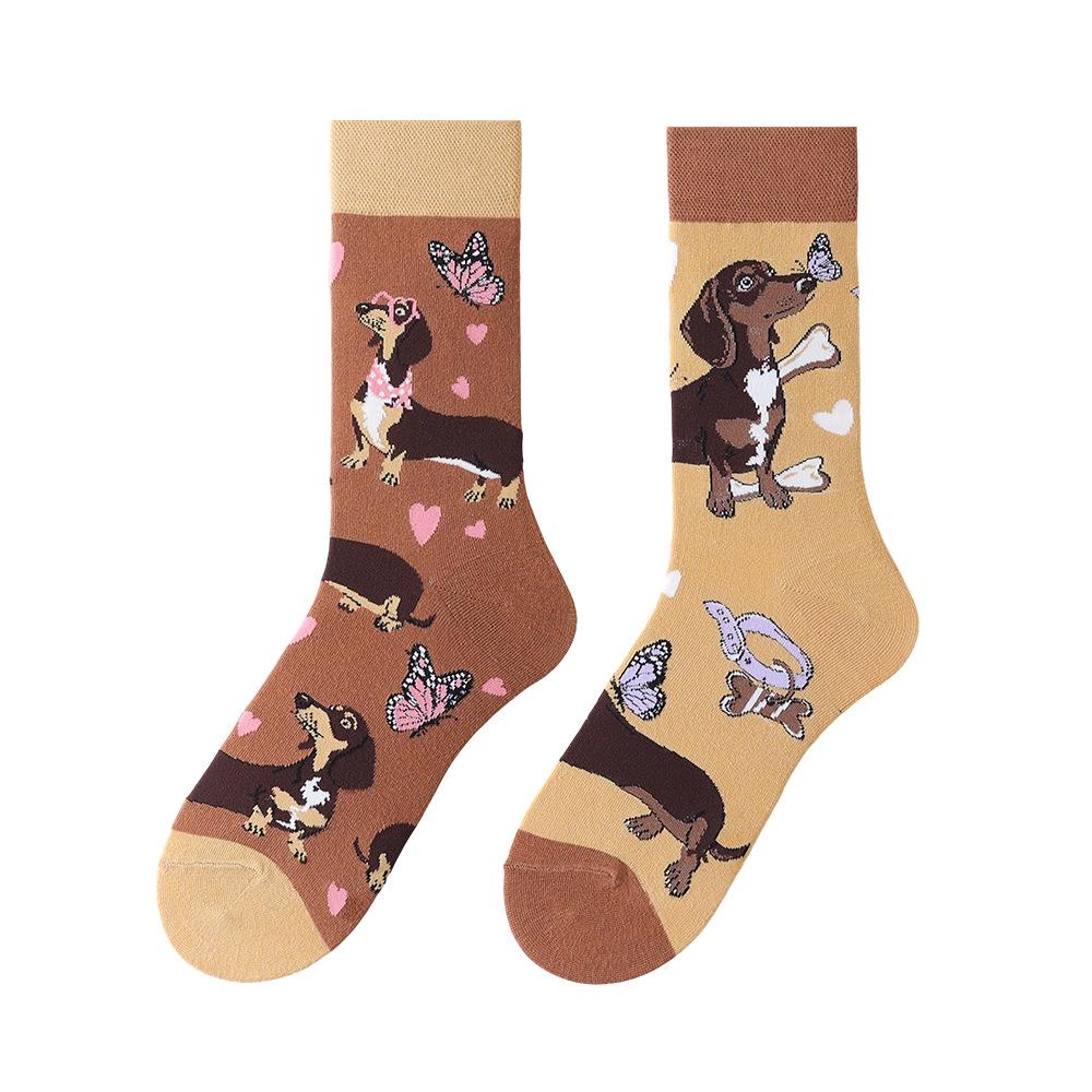 Original Asymmetrische Cartoon Hip Hop Baumwollsocken für Paare - Wadenhoch Mandarinenente Stil für Damen und Herren
