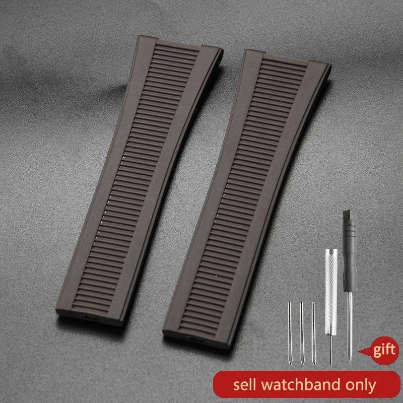 For Patek Philippe Nautilus Watch Strap 5711/5712/5726 Special Concave Interface Waterproof Silicone Watch Accessories 25x13mm
