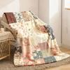 Vintage Patchwork Floral Print Flannel Throw Blanket Soft Cozy Comfortable Polyester Craftsmanship with Digital Printing for Sofa