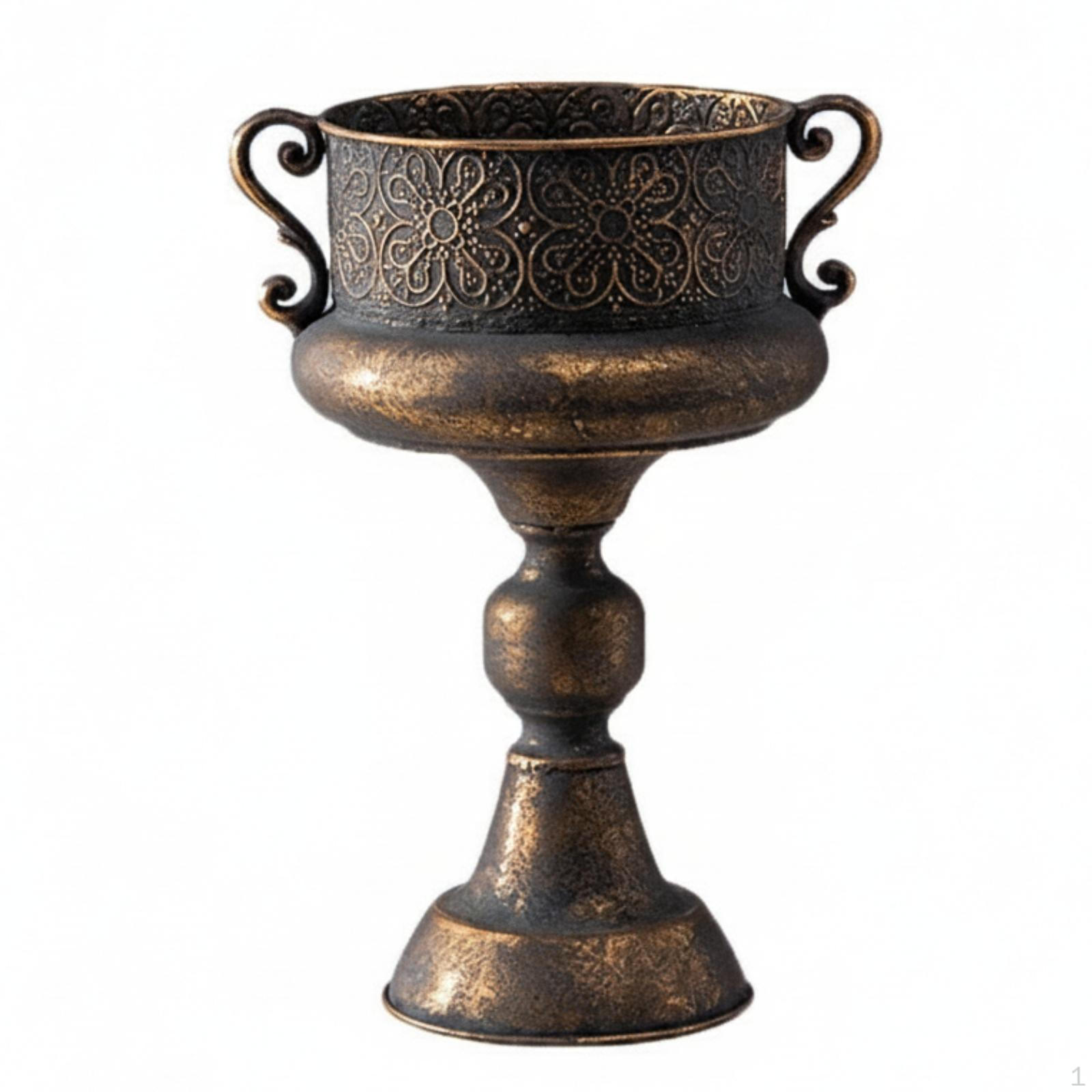Trophy Vase Antique Bronze Decorative Urn with Handles VintageStyle for Centerpiece,