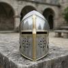 Mittelalterlicher Ritter Kreuz Helm, Messing und Stahl Barbuta Helm, Kreuzritter Templer Helm, für LARP Cosplay, Renaissance Messe Geschenk
