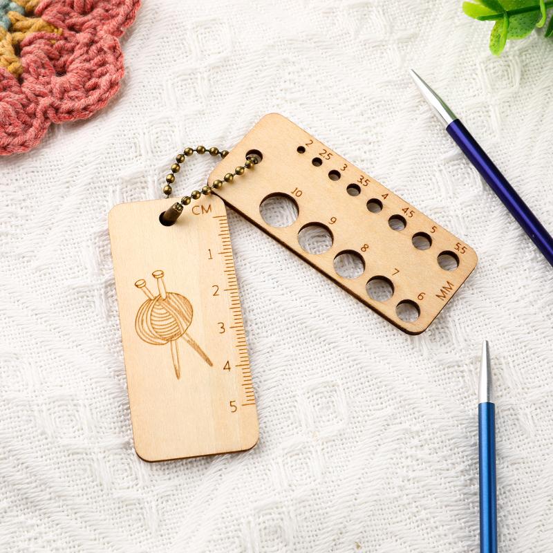 Precision Wooden Knitting and Crochet Marker with Easy-to-Read Density Calculator