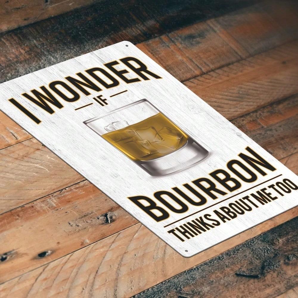 Vintage Bourbon Metal Tin Sign 12x8 Inch Home Bar Decor Pub Wall Art Rustic Garage Man Cave Unique Gift