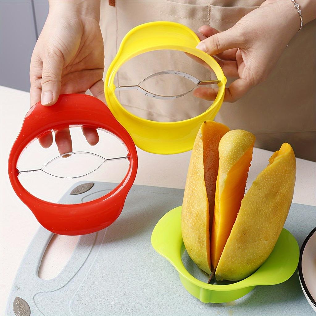Durable Plastic Mango Cutter with Easy-Grip Handle, Creative Kitchen Gadget for Peeling and Pitting, Efficient Fruit Slicer for Perfect Mango Slices