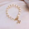 Baroque Freshwater Pearl Bee Charm Bracelet With Zircon Inlay Minimalist Womens Jewelry Accessory