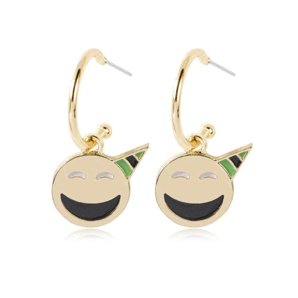 Heart Trendy Geometric Eyes Earrings Alloy Material Fashionable Statement Jewelry