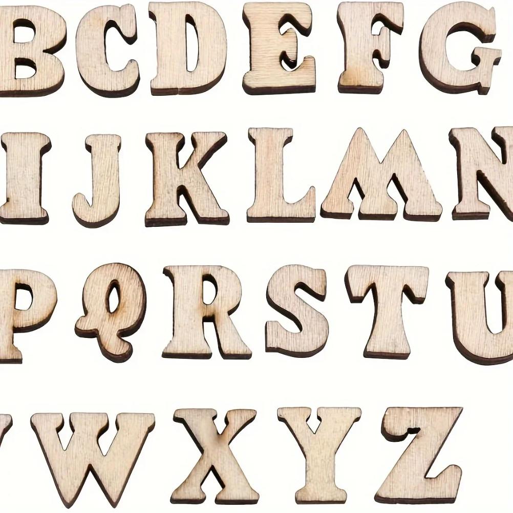 100Pcs Mixed Wooden A Z Letters Wooden Numbers Letters Wood Letters for DIY Craft Wedding Party Home Decoration(English Letter)