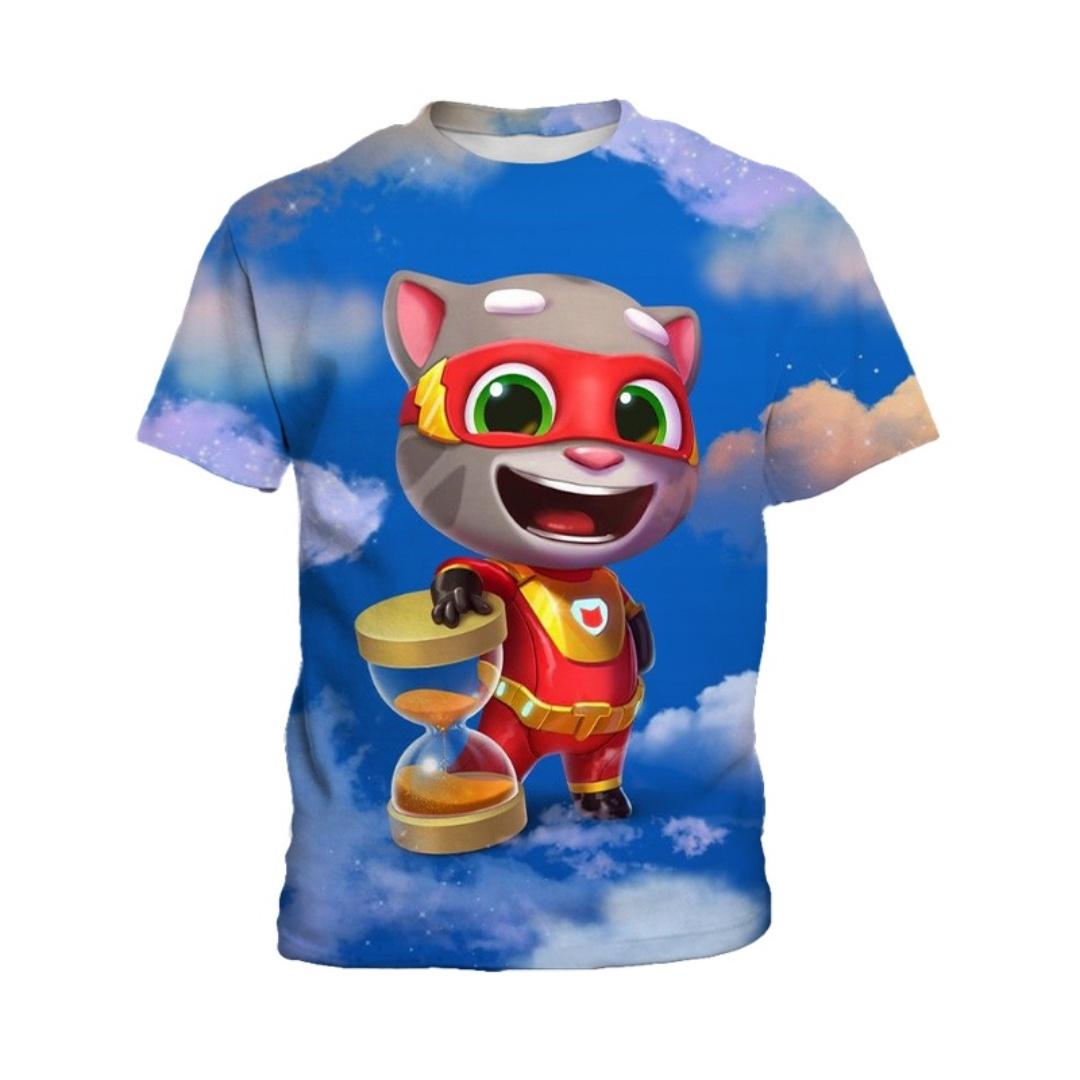 

Футболка с короткими рукавами с принтом «Мой говорящий Том» для детей, модная одежда для мальчиков, повседневный удобный топ 130