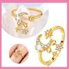 Copper Original Golden Glittering Stars Moon Ring Women'S Anniversary Gift Engagement Rings For Women Mens Jewelry