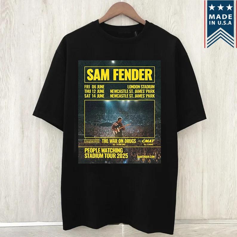 Футболка Sam Fender With The War On Drugs Tour Полный Размер S-5XL TA60 Унисекс Футболка S