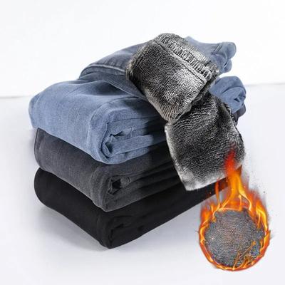 Winter Plus Velvet Thick Jeans Slim Stretch Tight-fitting Warm Trousers