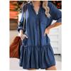 Fashionable New V-neck Loosely Cut Denim Skirt