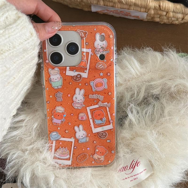 Adorable Glitter Stars Rabbit Case for iPhone 17/16 Pro Max/15/14 iPhone 16 Pro Max