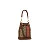 Coach Dempsey 14 Letter Logo Stripe Classic Print Fabric And Leather Bucket Bag Women bags Elephant-Gray Brown C8322-IMVGB