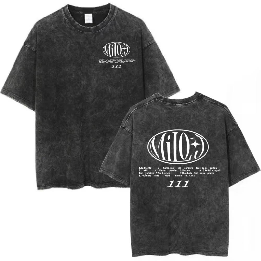 Rapper Milo J Tour T-Shirt Album Merch T-Shirt Herren Damen Mode Hip Hop Vintage Gewaschen Kurzarm T-Shirts Fan Geschenke