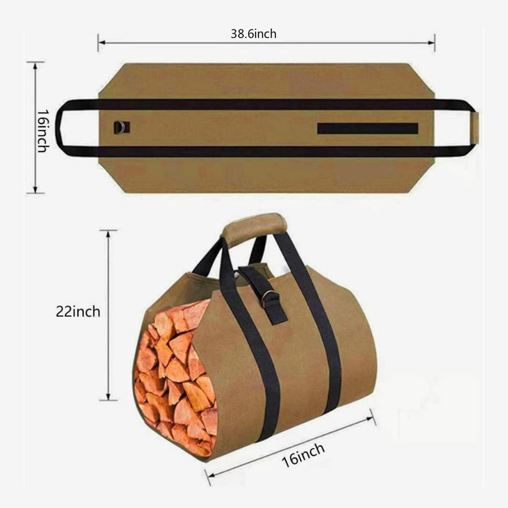 Firewood Carrier Wood Carring Bag with Handles Durable Waxed Canvas Log Carrier Large Log Tote Bag Firewood Holder for Camping Indoor 39 X 16 Inch