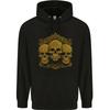3 Ornate Gold Skulls Gothic Goth Hoodie