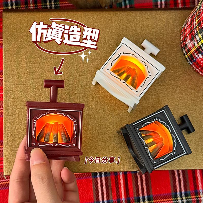 Christmas Simulated Fireplace Night LightsChristmas Mini Fireplace Decorative Ambient Lights