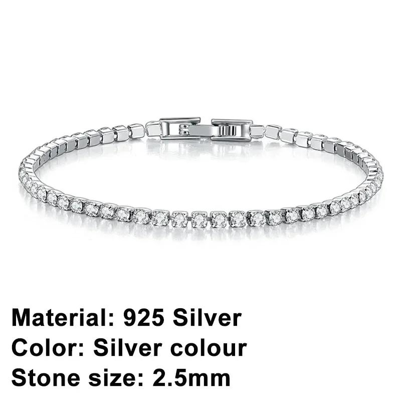 New 925 Pure Silver Rose Gold Bracelet Shining Classic Hip Hop Crystal Tennis Bracelet Women's Jewelry Fashion Wedding Gift