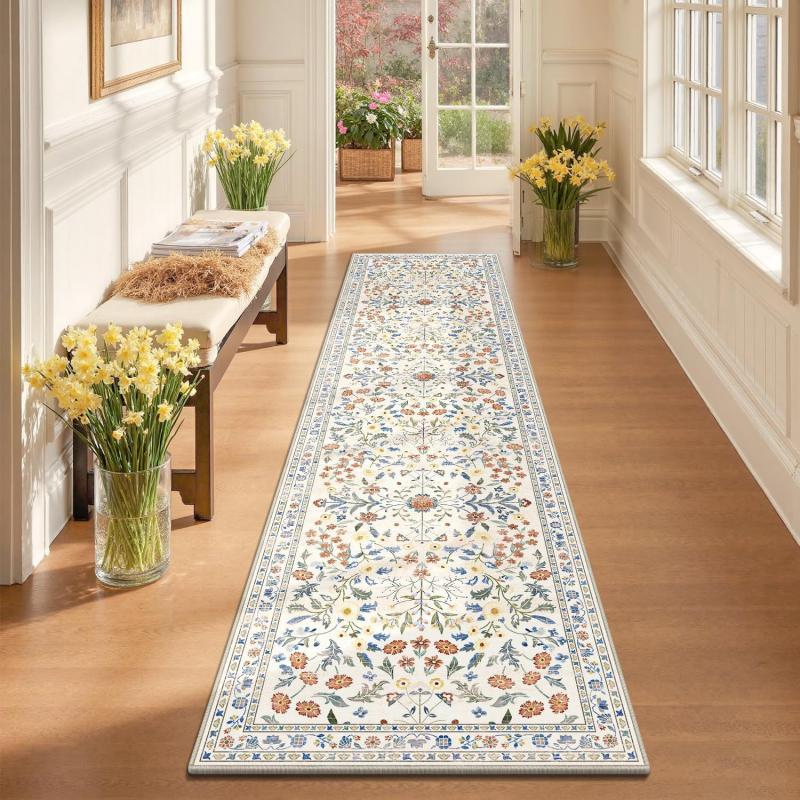 Vintage Perzisch Bloemig Runner Tapijt Entree Hal Antislip Mat Makkelijk Schoon Te Maken Keuken Slaapkamer Tapijt Woondecoratie 60x220cm 24x87inch