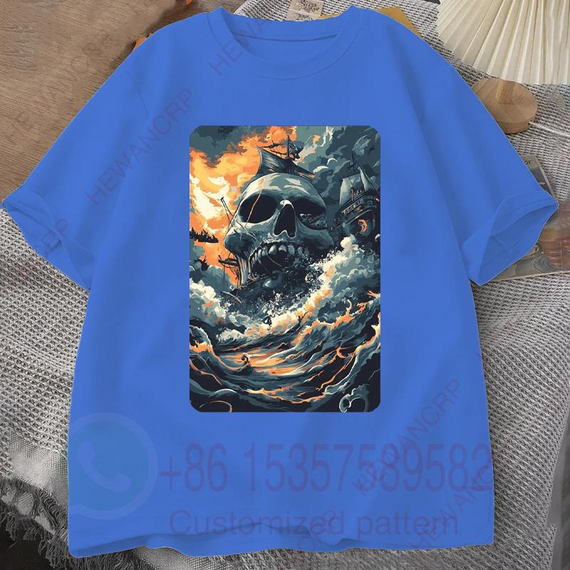 Pirate Horror TShirt Mens Tracksuit Round Neck Short Sleeves Casual Cotton Pullover Sweatwicking Breathable Sportswear