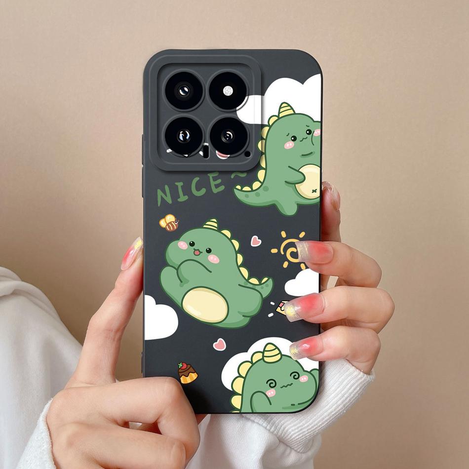 Case For Xiaomi 14 Pro Cartoon Soft Smooth Liquid Silicone Full Protection Shockproof Bumper For Xiaomi14 14Pro Back Cover Capa