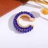 Retro Fashion C-Shaped Bling Ear Clips with Colored Diamonds - Trendy No-Pierce Earrings