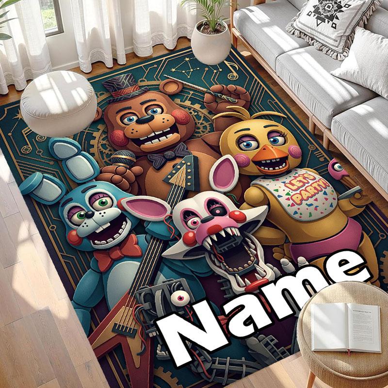 Custom Name Personalized Five Nights at Freddy's Print Carpet, Versatile Home Decor Rug, for Playroom, Apartment, Balcony, Entryway, Hallway Gift