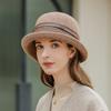 Women Party Formal Headwear Bucket Hat Lady Winter Fashion Asymmetric Ribbon Bowknot 100% Wool Felt Hats