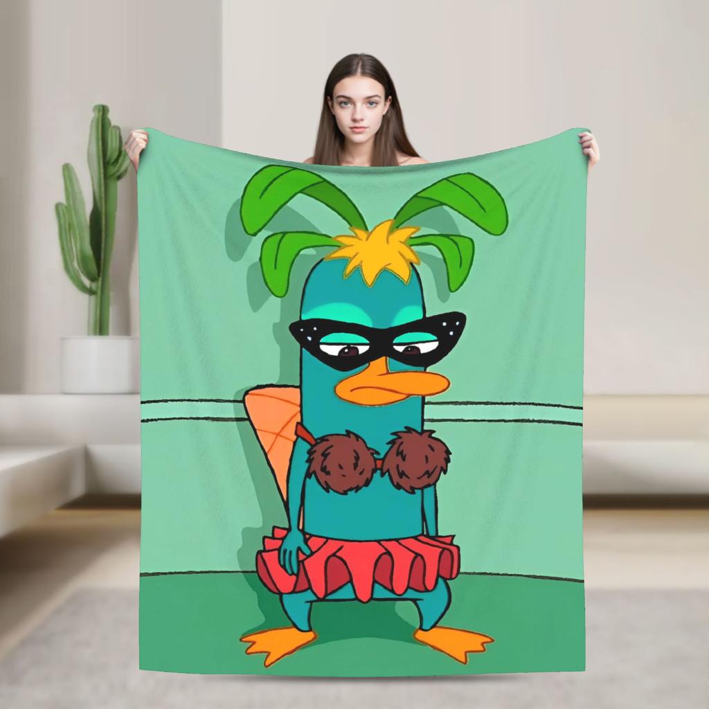 Perry the Platypus Warm Blankets Boy Girl Plush Throw Blanket Fashion Home Decor Flannel Bedspread Sofa Bed Cover