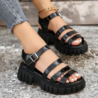 Summer New Casual Breathable Thick-soled Versatile Women's Sandals One-button Roman Shoes Large Size Wholesale