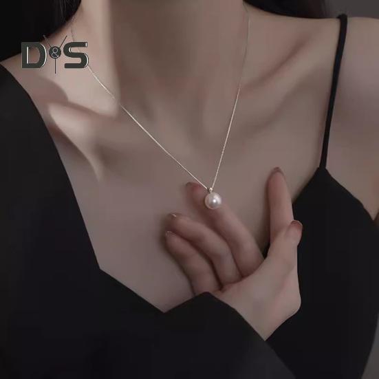 Women Necklace Faux Pearl Pendant Copper Snake Bone Chain Party Wedding Prom Clavicle Necklace Neck Jewelry