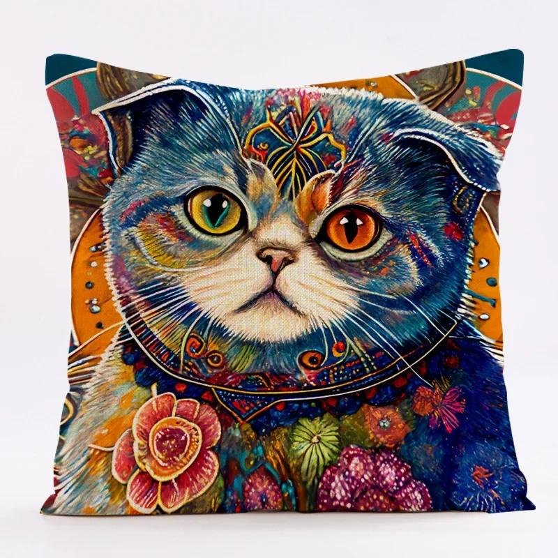 

Nordic Style Oil Painting Peacock Cushion Cover 45x45cm Linen Sofa Throw Pillow Cover Home Decorative Pillowcase 16x16Inch