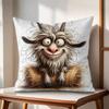 Spooky Goat Face Cushion Cover Natural Linen Organic Fabric DoubleSided Printing Couch Pillow Covers Home Decor Gift