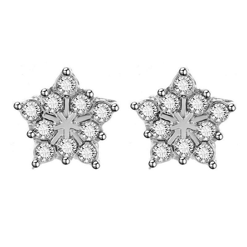 

European & American Crystal Snowflake & Star Stud Earrings for Women - Cute & Simple Christmas Jewelry срібний