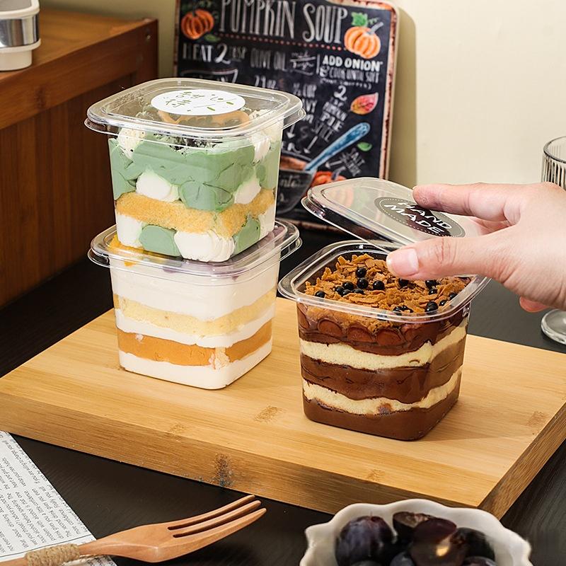 50Pcs Clear Plastic Cups Disposable Mousse Dessert Box With Lid Dessert Acrylic Food Cake Cup 150/250/380Ml Packaging Box