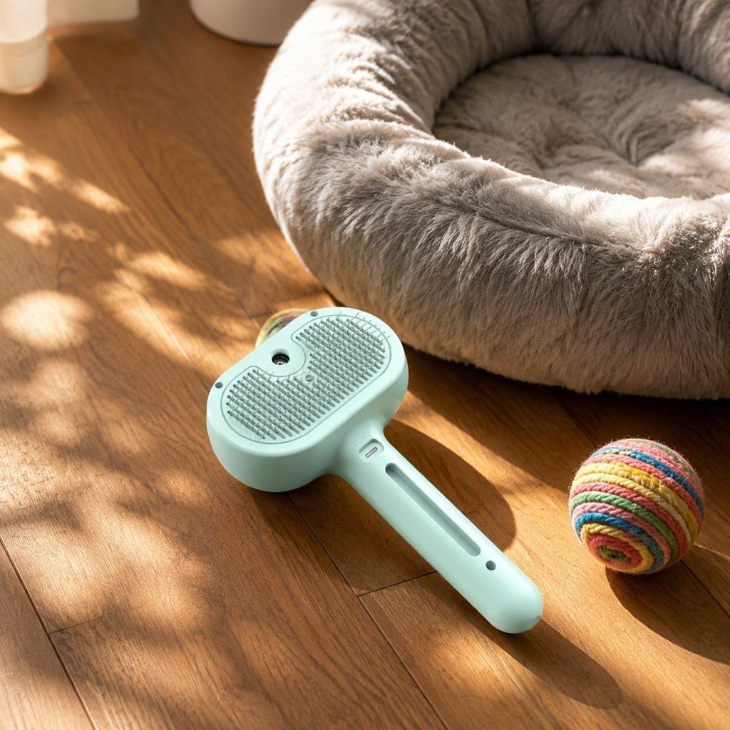 Pet Grooming Brush with Spray Function Self-Cleaning Deshedding Tool for Removing Loose Fur and Dirt from Pets Fur and Coat