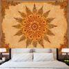 Bohemian Mandala Floral Tapestry | Flat Printed Large Retro Indian Style Orange Yellow Flower Wall Hanging For Bedroom Dorm