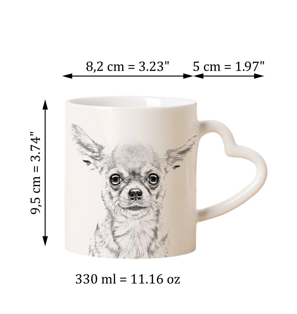 Chihuahua Short-haired, Chihuahua Smooth - Cup with a Dog, Adorable Cup with a Heart-shaped Handle, Universal Gift from the Art-Dog Brand