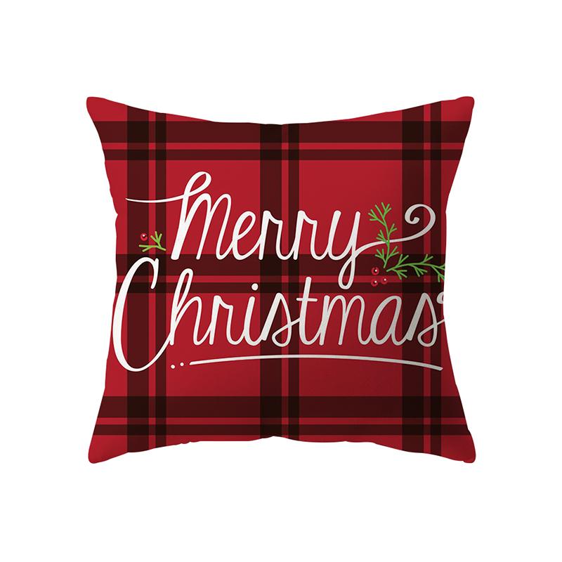 Christmas Theme Cute Christmas Elk Print Pattern Cushion Cover Home Living Room Sofa Decoration Polyester Pillow Pillow Cover