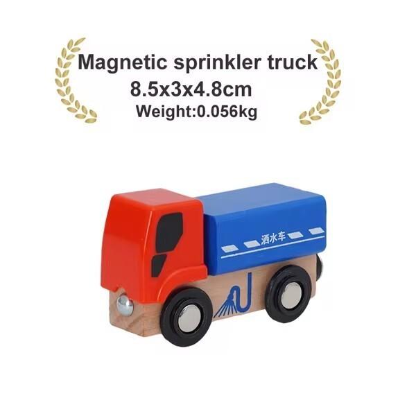 Wooden Magnetic Train Car Locomotive Ambulance Fire Truck Wood Railway Accessories fit for Brand Wooden Tracks Toy For Kids