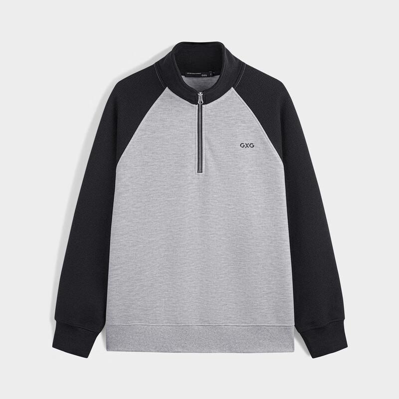 GXG Men's Autumn Waffle Knit Stand-Collar Pullover Sweatshirt
