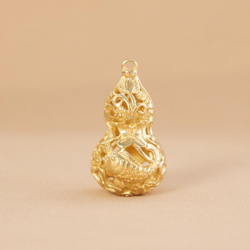 

1PCS Retro Brass Hollow Gourd DIY Key Chain Lucky Pendant Brass Gluttonous Bell Car Small Pendant
